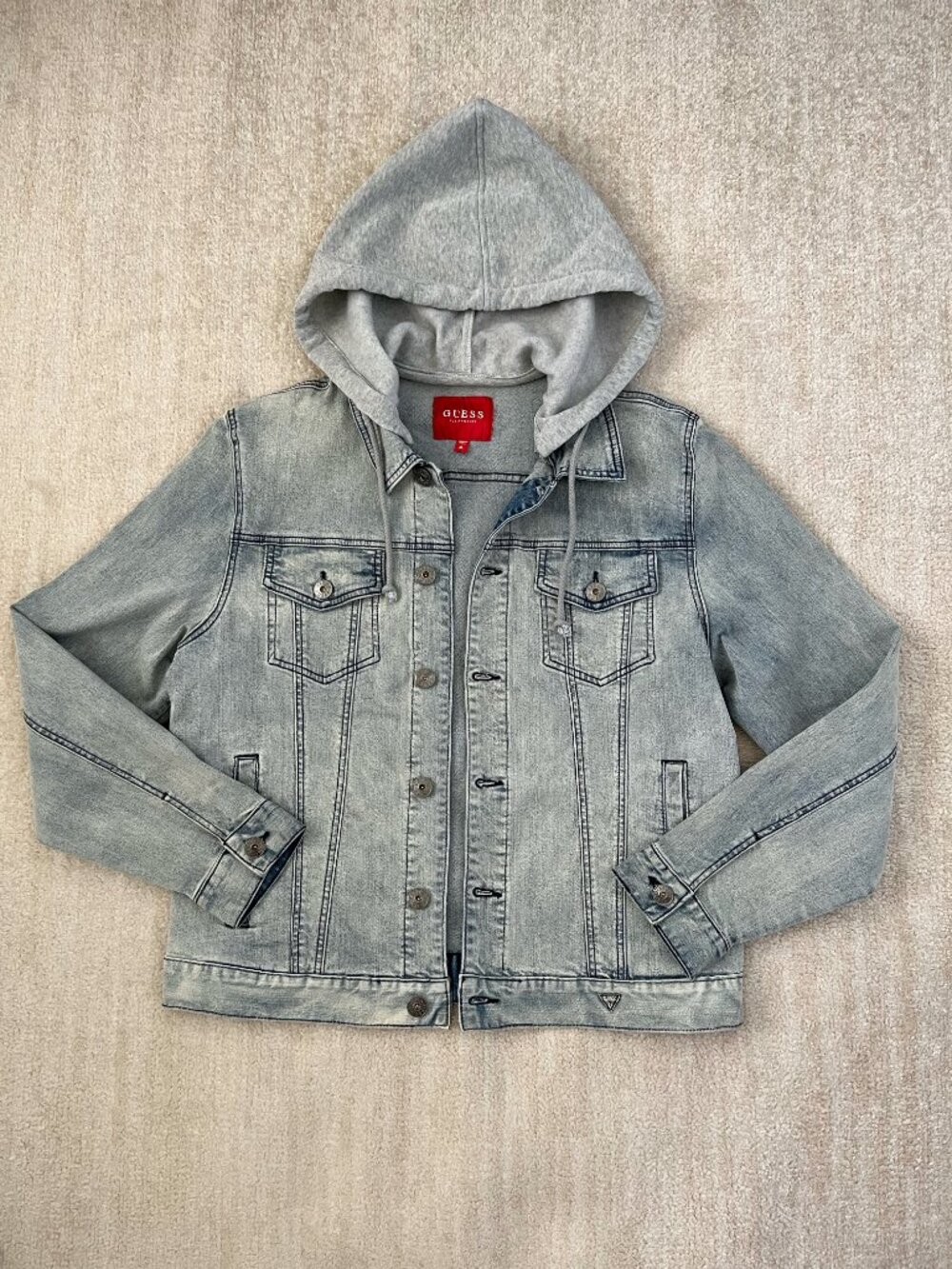 Guess Blue Hooded Jeans Denim Jacket XL